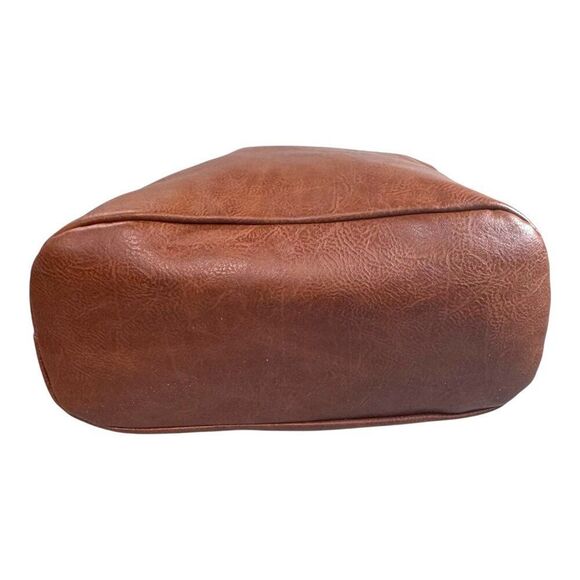 Sam & Hadley Brown Vegan Leather Tote Bag Purse Braided Straps & Outer Pocket - Picture 6 of 8